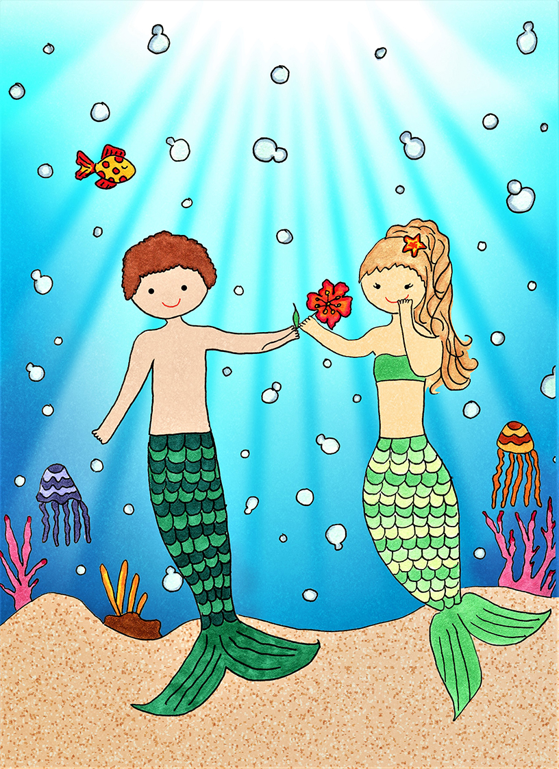 Mermaid & Merboy Friendship eCard